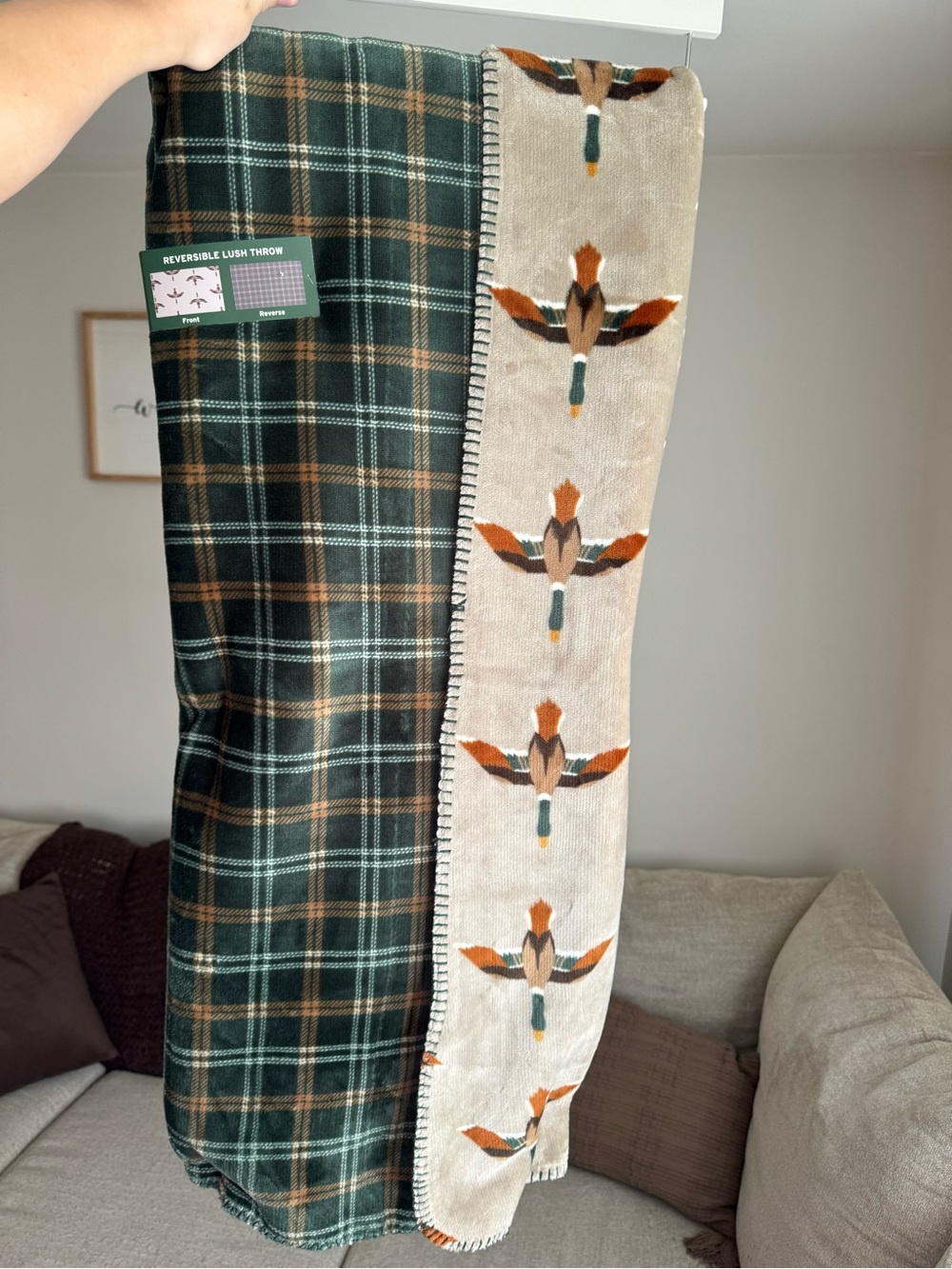 Brand New Eddie Bauer Mallard Duck Reversible Lush Throw Blanket